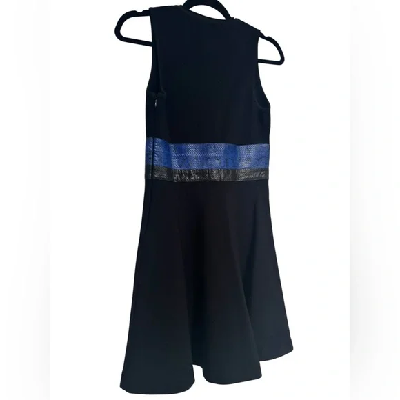 PROENZA SCHOULER $990 Retail Black Rattlesnake Trim Fit & Flare Dress, Size XS
